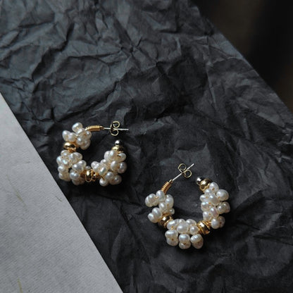 Natural Freshwater Pearls In Bloom Earrings