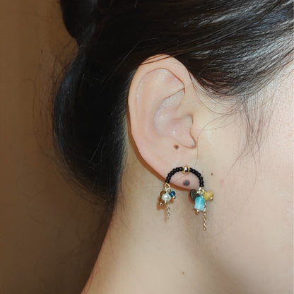 Tassel Ear Stud With Flower Cluster Earring