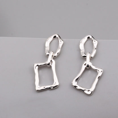 Exaggerated Geometric  Silver Earrings