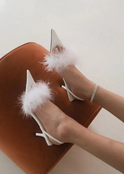 Feather Pointed -Toe High Heels