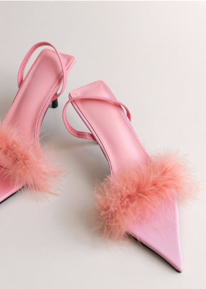 Feather Pointed -Toe High Heels