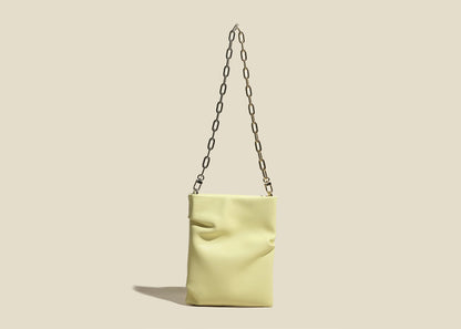 TWO TONE LINK CHAIN CLOUD LEATHER SHOULDER BAG