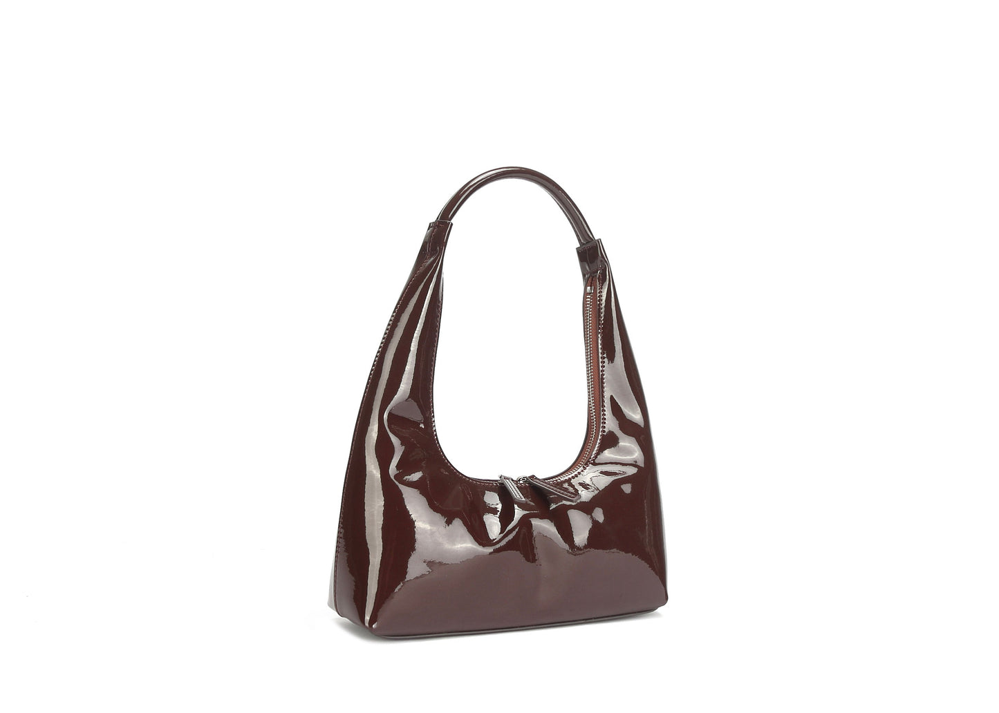 MARGE burgundy Patent leather TWO WAY ZIPPER HOBO shoulder BAG