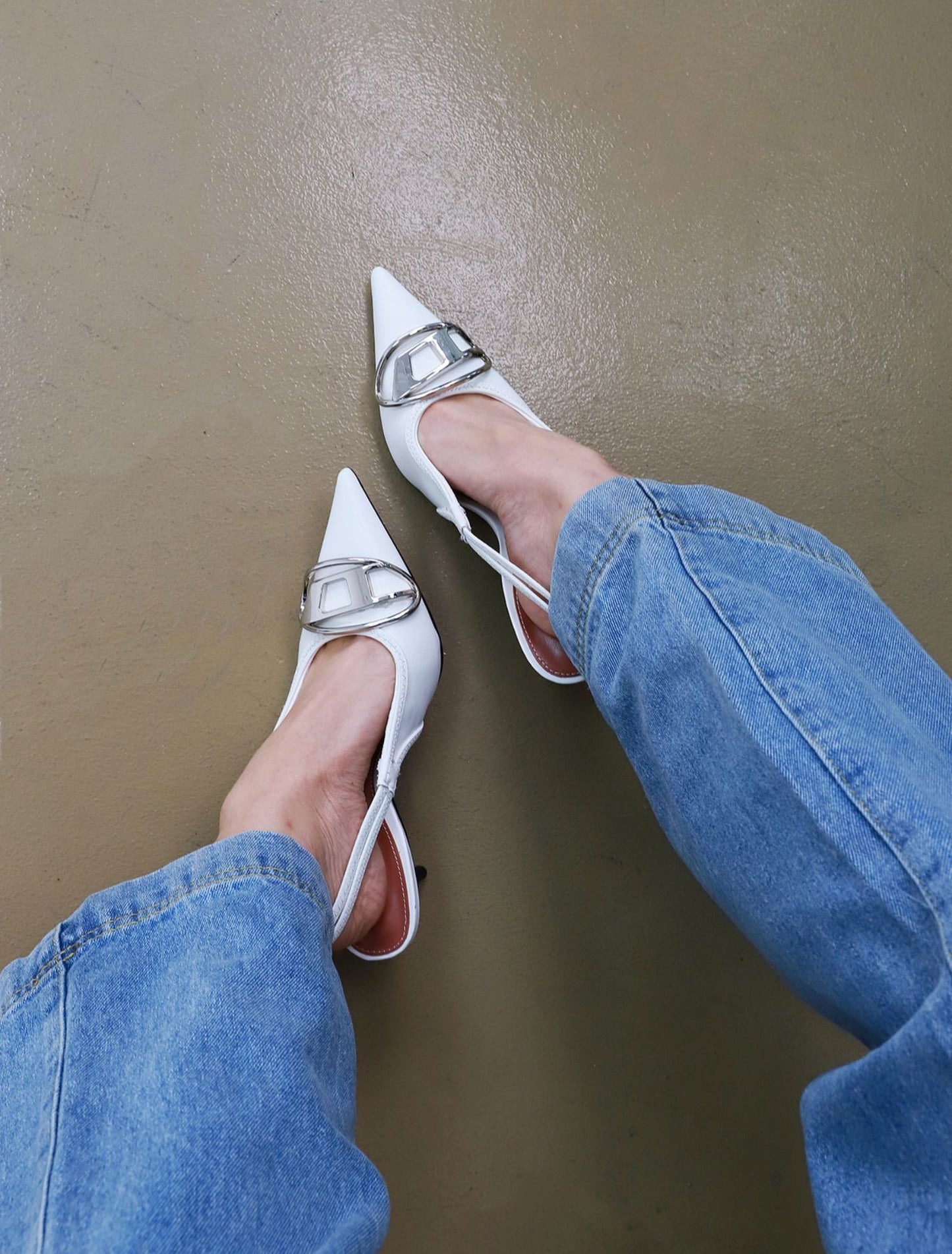 Silver Pointed Letter Pumps
