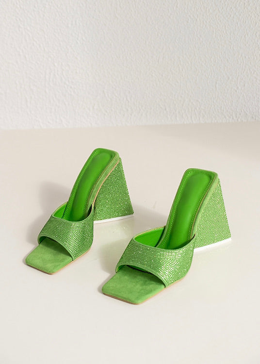 the attico green DEVON ALL OVER bling CRYSTAL-EMBELLISHED EMERALD MULES SANDALS